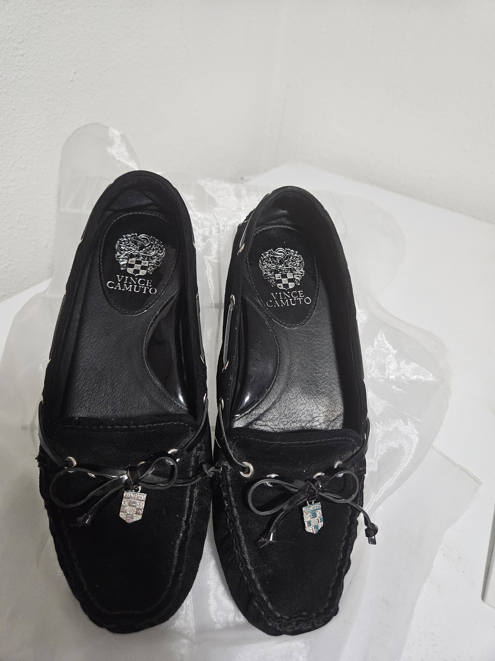 Vince Camuto Black Suede Driving Moccasins